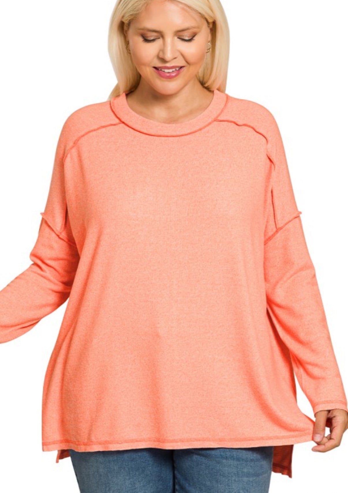 Coral Curvy Soft Sweater